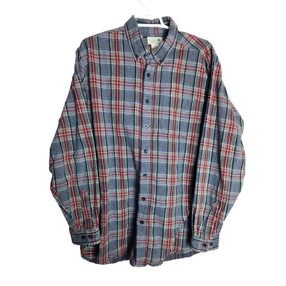 L.L. Bean Other - LL Bean Mens Shirt L Tall Gray Scotch Plaid Flannel Long Sleeve 228066